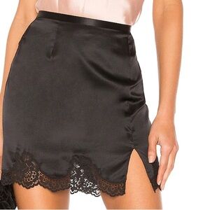 James Lace Slip Skirt in Black